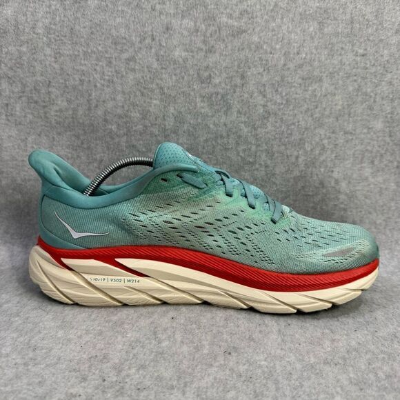 Hoka One One Clifton 8 Women Shoe Size 9B Blue Red Low Top Road Running Sneaker - Picture 6 of 9